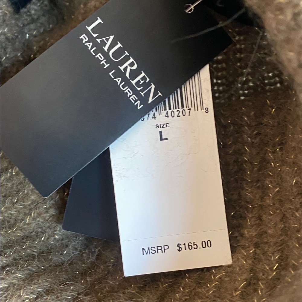 Ralph Lauren NWT Chunky Alpaca Wool Blend Metallic Sleeveless Turtleneck Sweater - Picture 10 of 13
